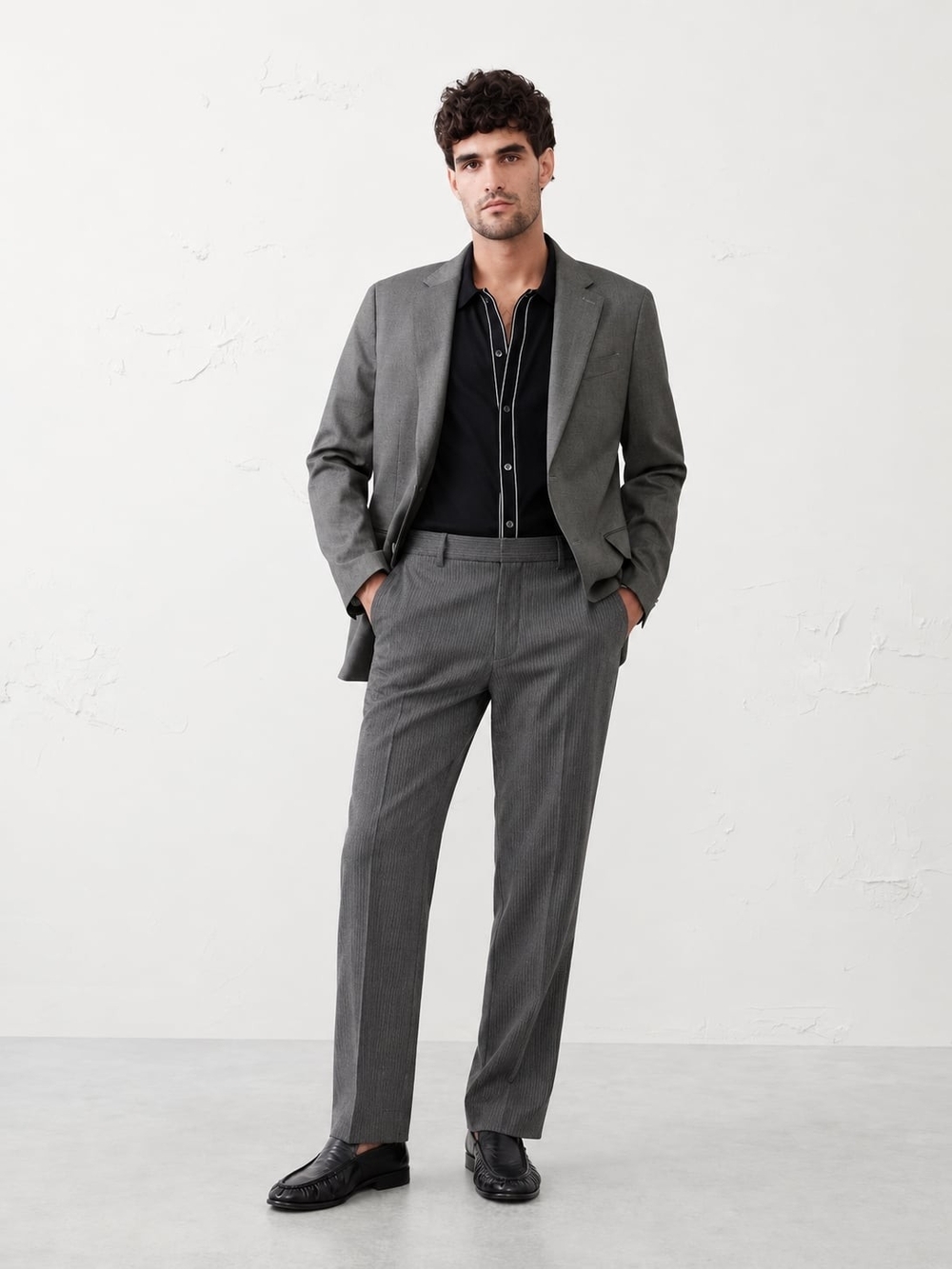 Banana Republic Men's Grey Pinstripe Trousers Professional Interview Office